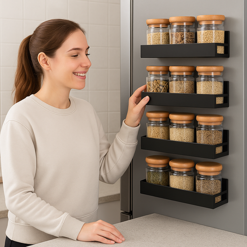 KIT MAGNETIKA™: 4 Estantes magnéticos - Orden sin taladro, armonía sin esfuerzo