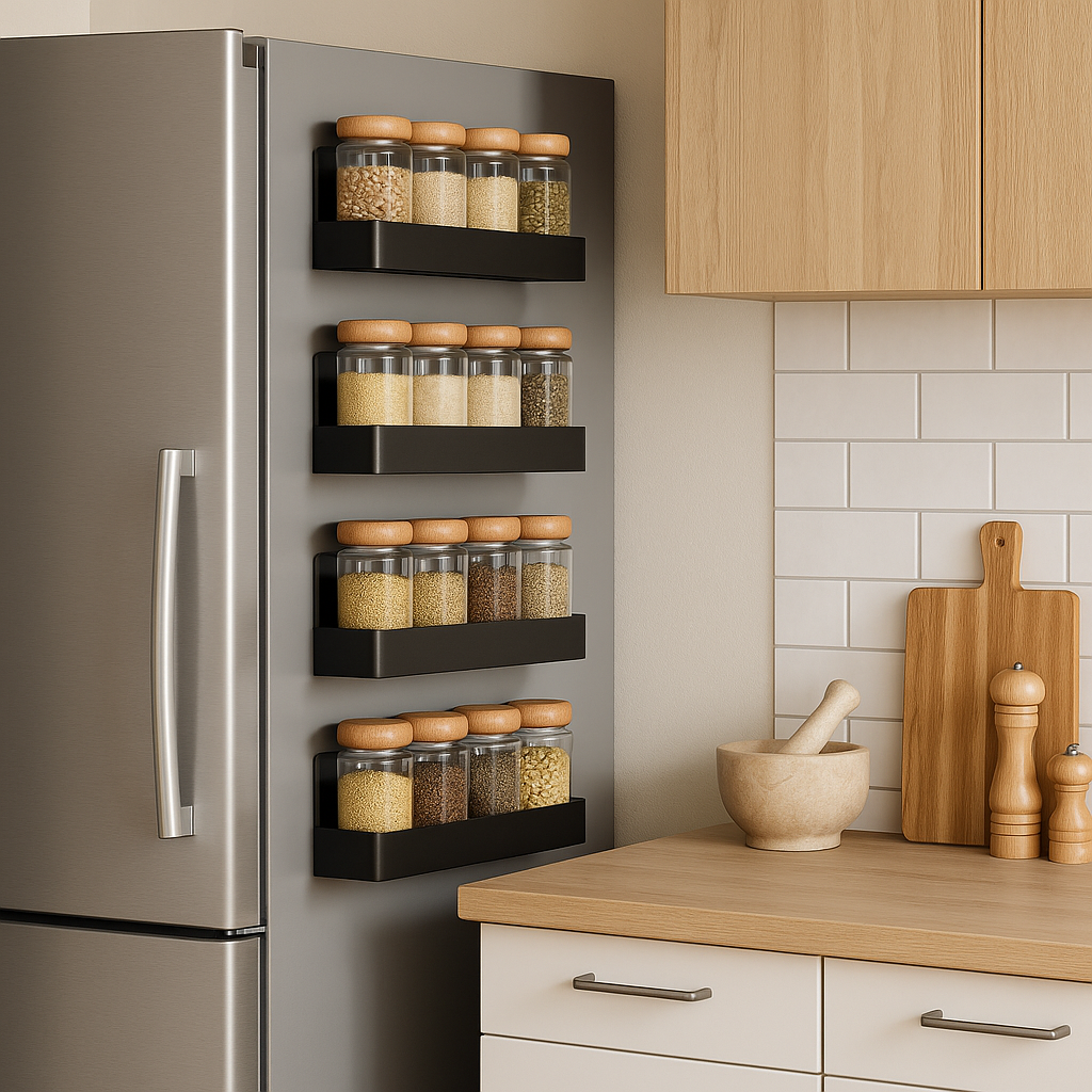 KIT MAGNETIKA™: 4 Estantes magnéticos - Orden sin taladro, armonía sin esfuerzo