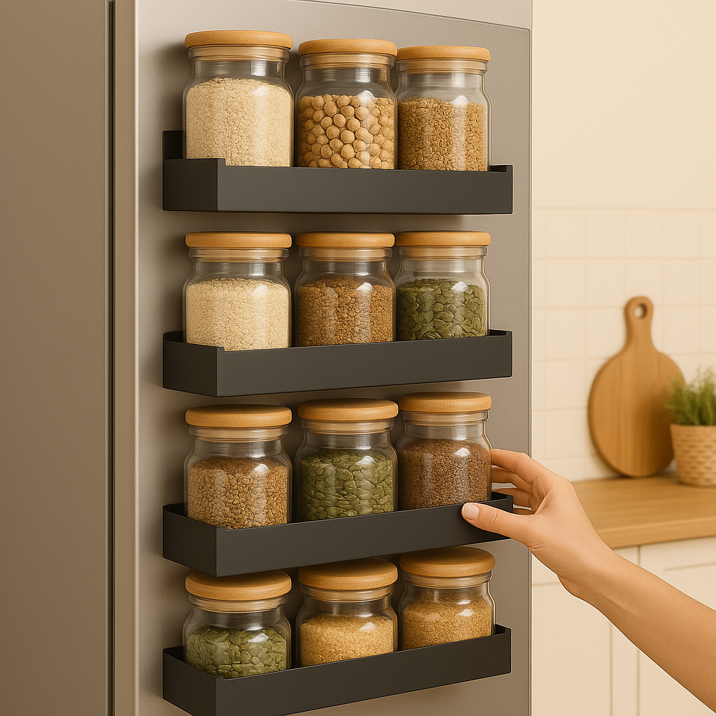 KIT MAGNETIKA™: 4 Estantes magnéticos - Orden sin taladro, armonía sin esfuerzo